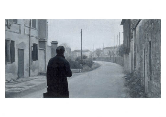 Man With An Overcoat On A Curving Road